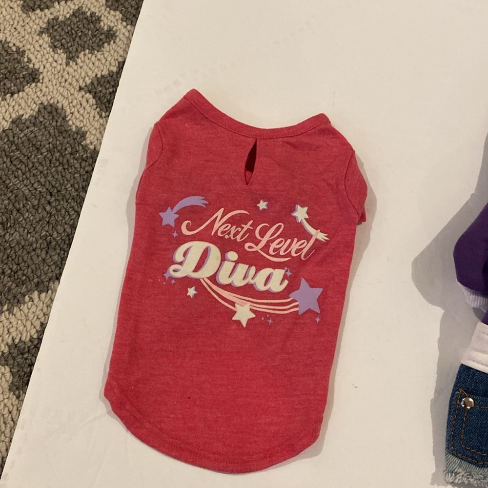 Bundle of girl dog clothes Hoodie, Jeans, diva XXS - Picture 3 of 5